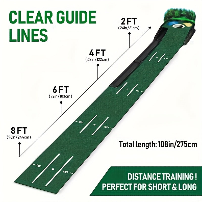 Golf Putting Mat Set with Ball Return System