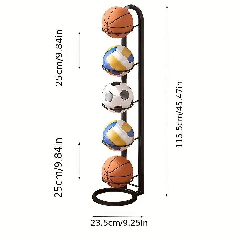 Metal Sports Ball Rack Organizer Stand (5-Tier)