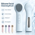 Silicone Facial Cleansing Brush Sonic Vibration Heating Waterproof Rechargeable-PINK