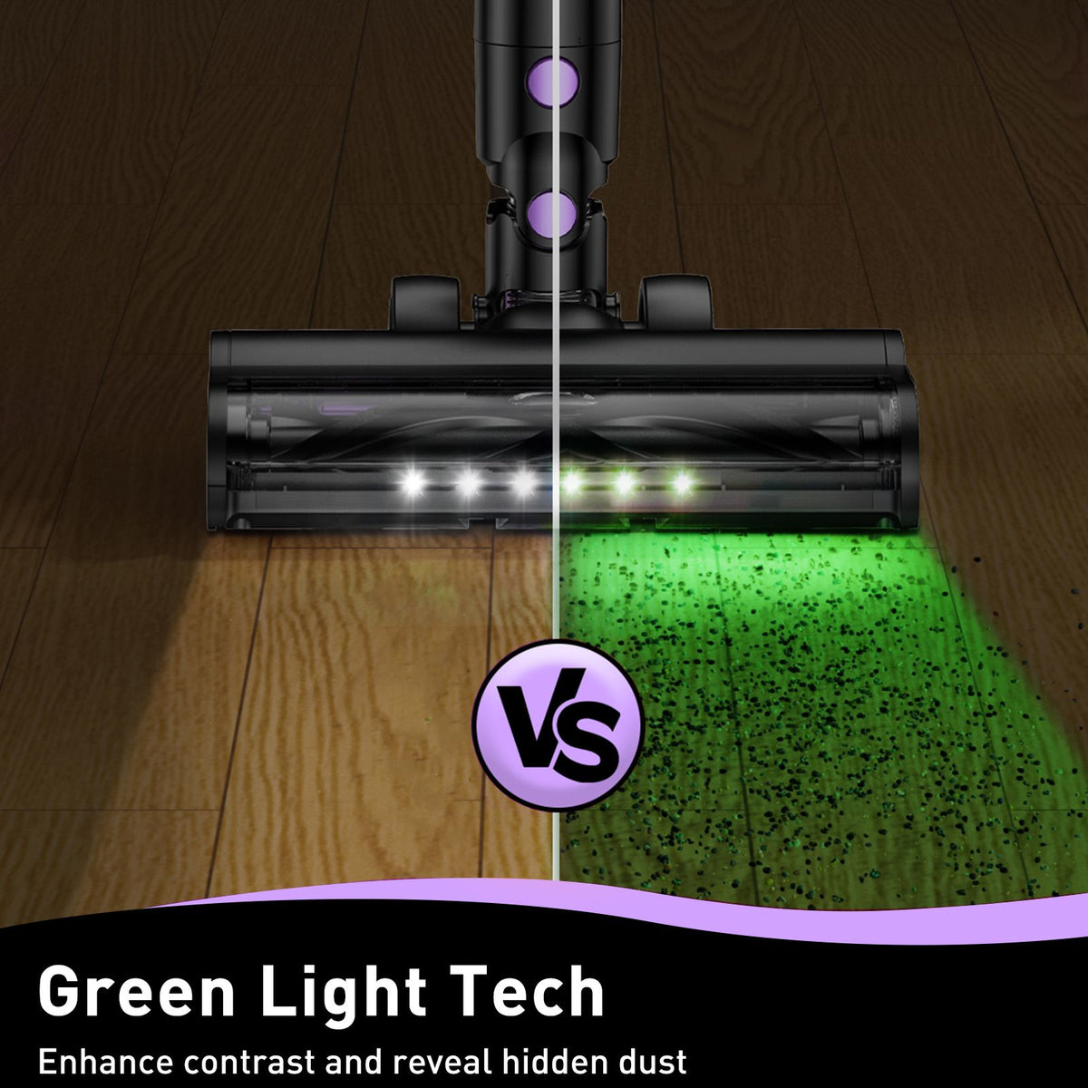 Cordless Vacuum Cleaner, 10 in 1 Stick Vacuum with Powerful Suction, Hose, Green LED
