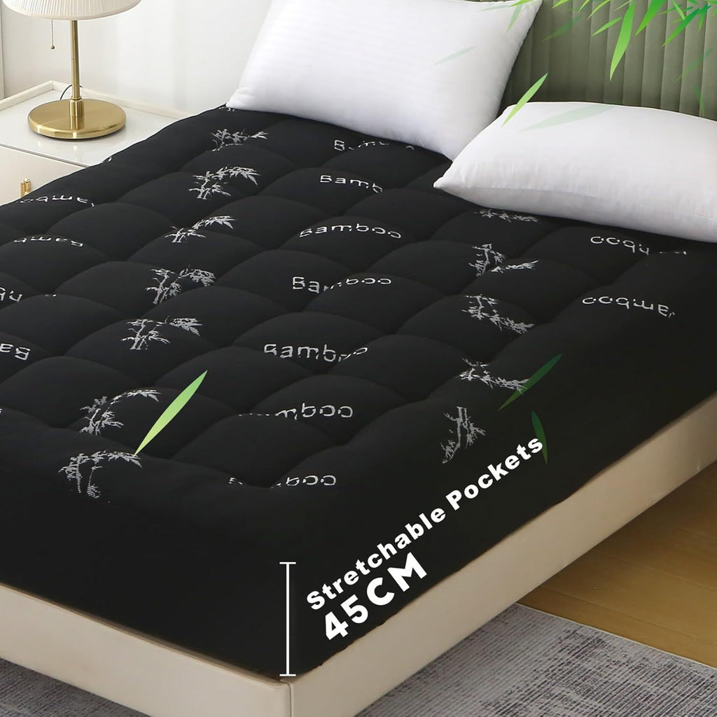 800GSM Mattress Topper Viscose Derived from Bamboo, Thick Pillowtop Fitted Mattress Cover