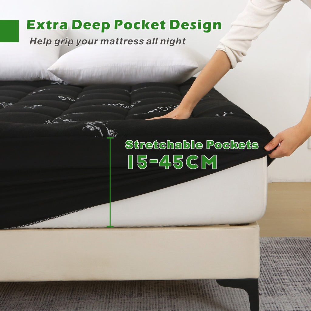 800GSM Mattress Topper Viscose Derived from Bamboo, Thick Pillowtop Fitted Mattress Cover