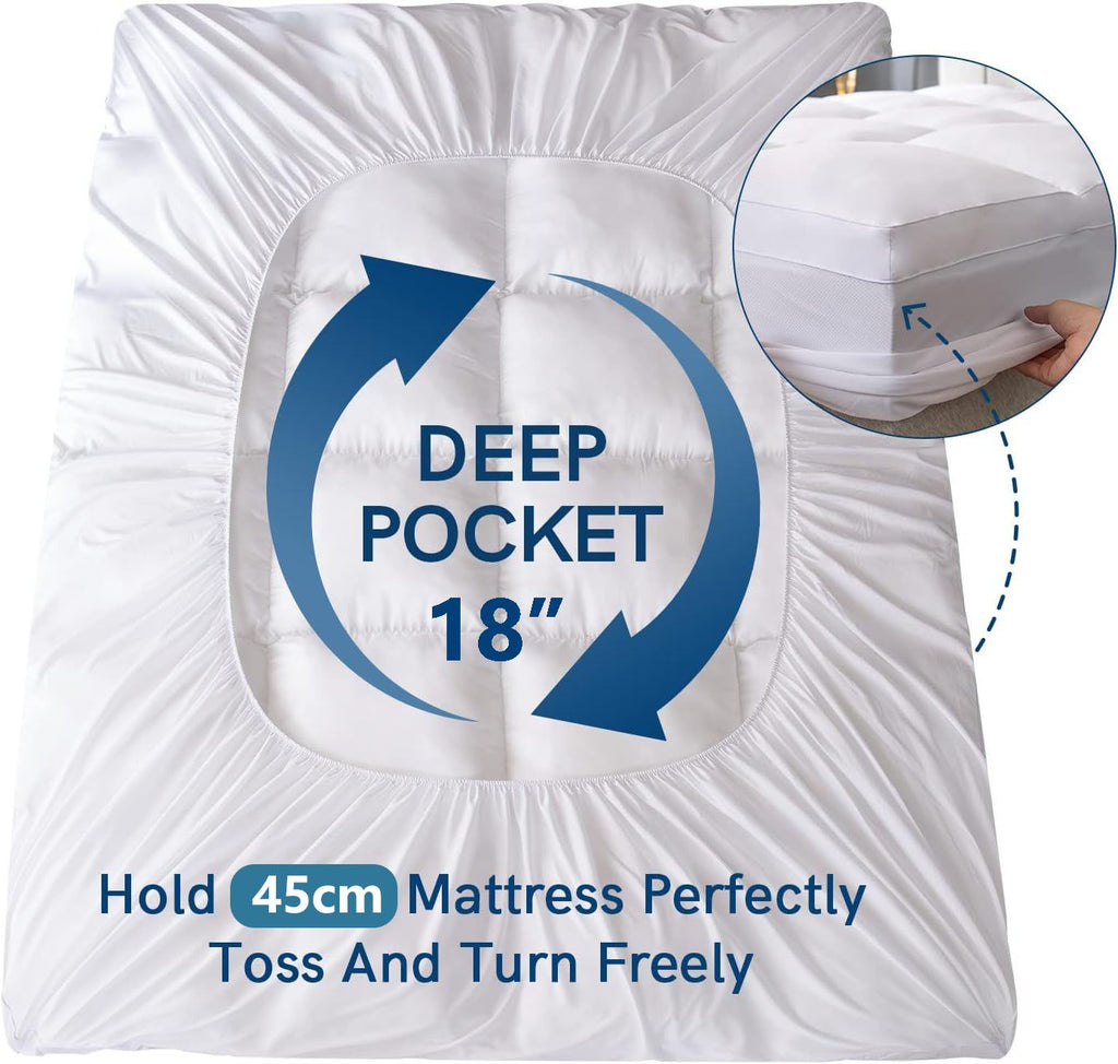 800GSM Mattress Topper Viscose Derived from Bamboo, Thick Pillowtop Fitted Mattress Cover