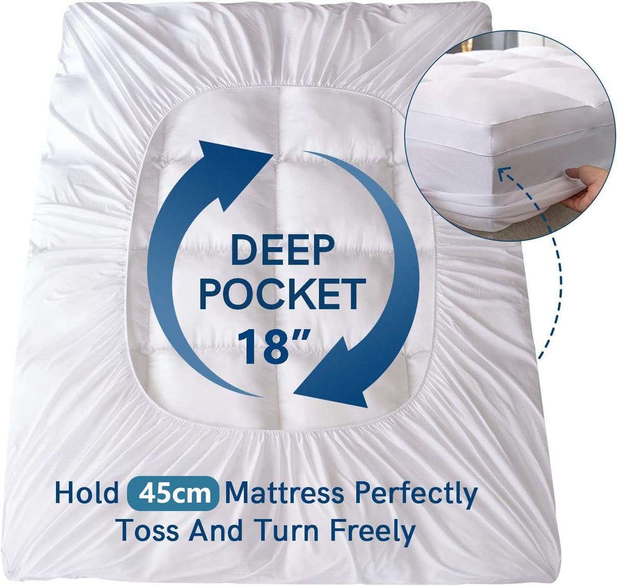 800GSM Mattress Topper Viscose Derived from Bamboo, Thick Pillowtop Fitted Mattress Cover