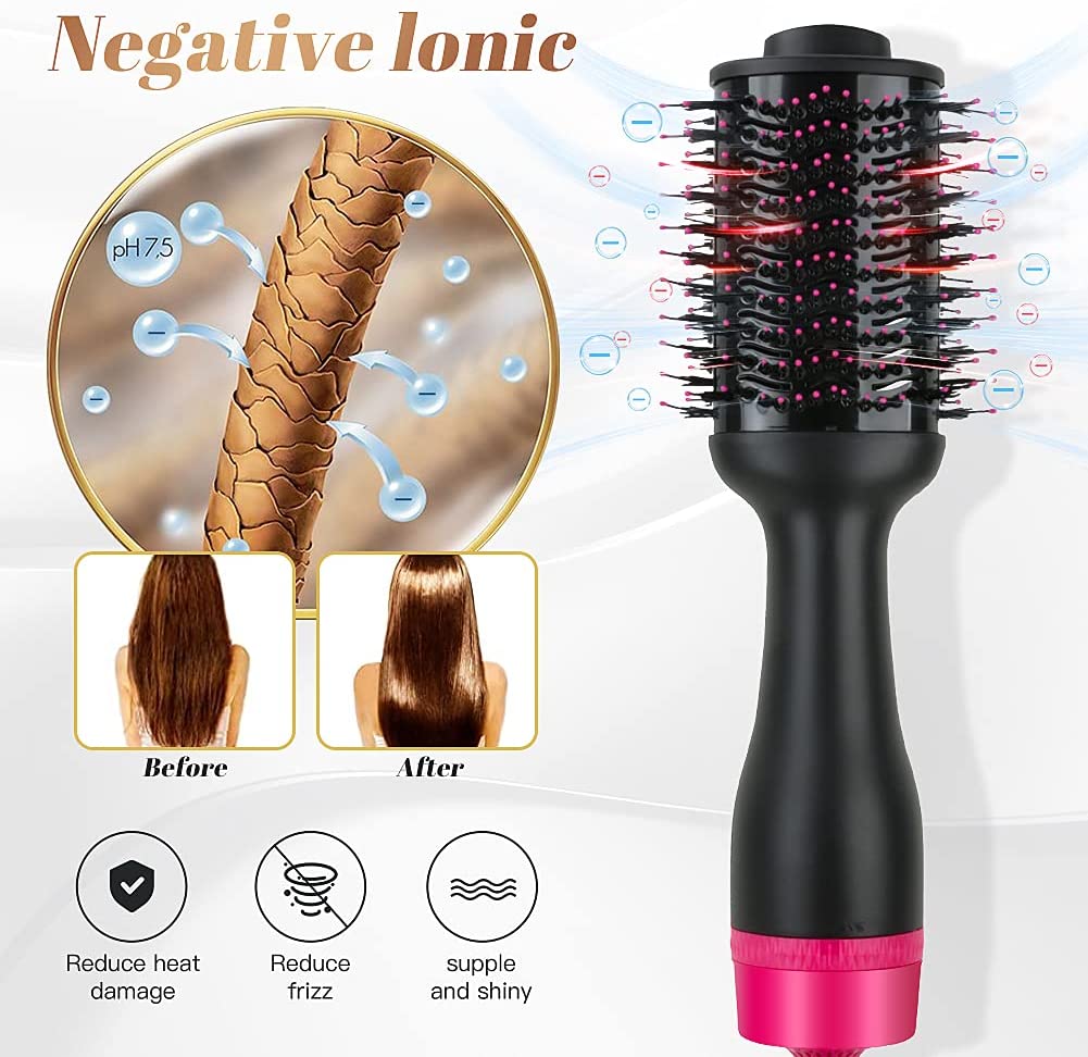 Hot Air One-Step Hair Dryer Negative Ion Anti-Frizz Blowout for Drying,Straightening,