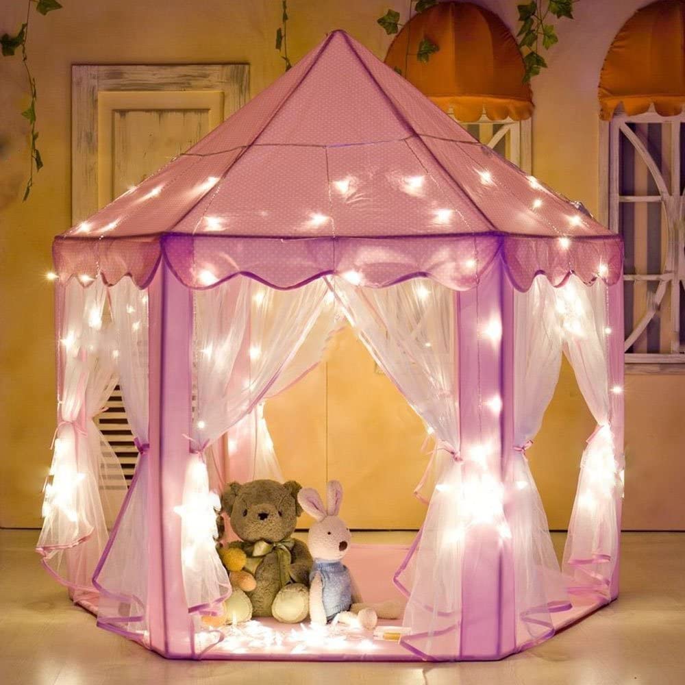 Princess Indoor Playhouse Toy Play Tent for Kids Toddlers with Mat Floor and Carry Bag