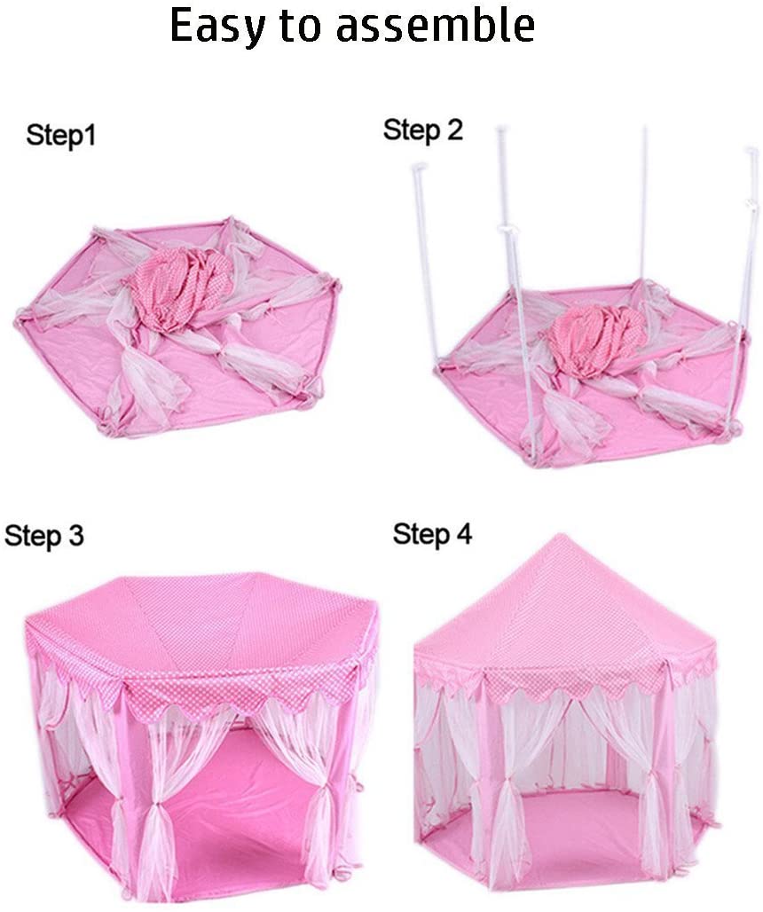 Princess Indoor Playhouse Toy Play Tent for Kids Toddlers with Mat Floor and Carry Bag