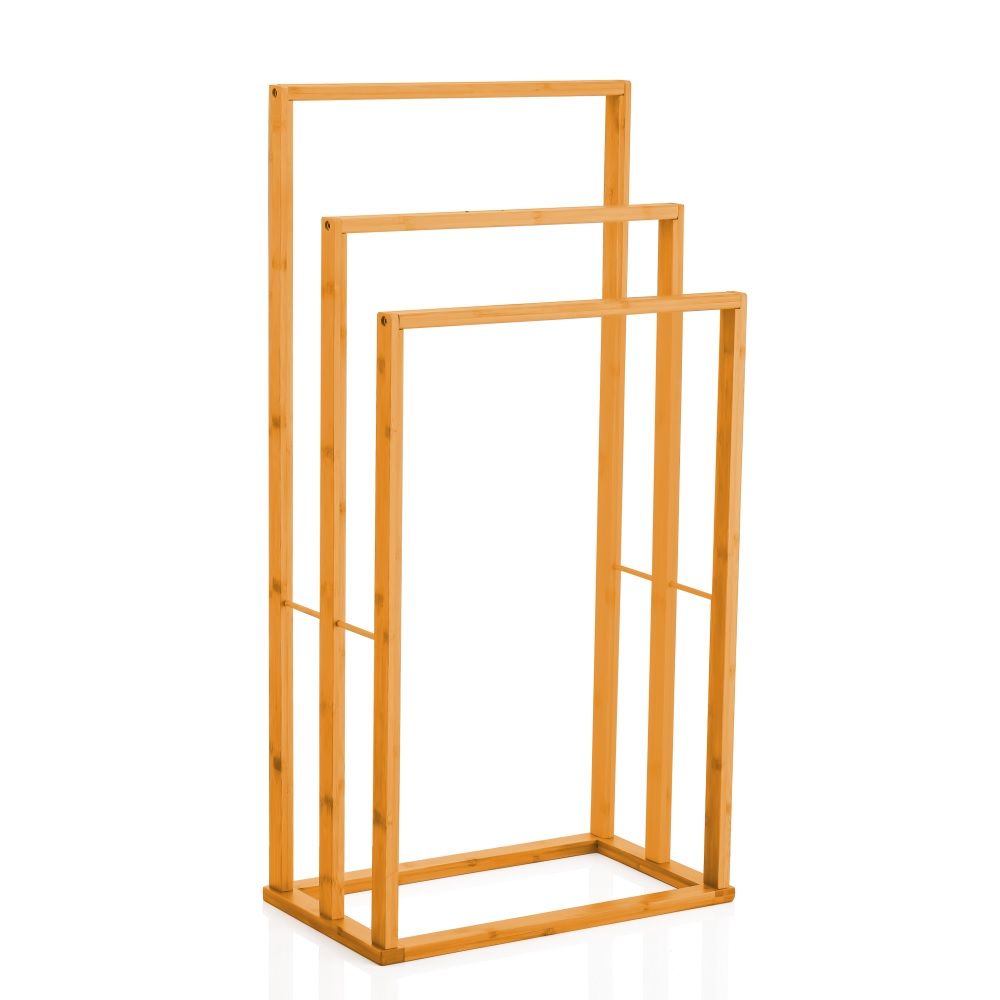 Bamboo Towel Bar Holder Rack 3-Tier Free Standing for Bathroom. Towel Racks. Towel Rail