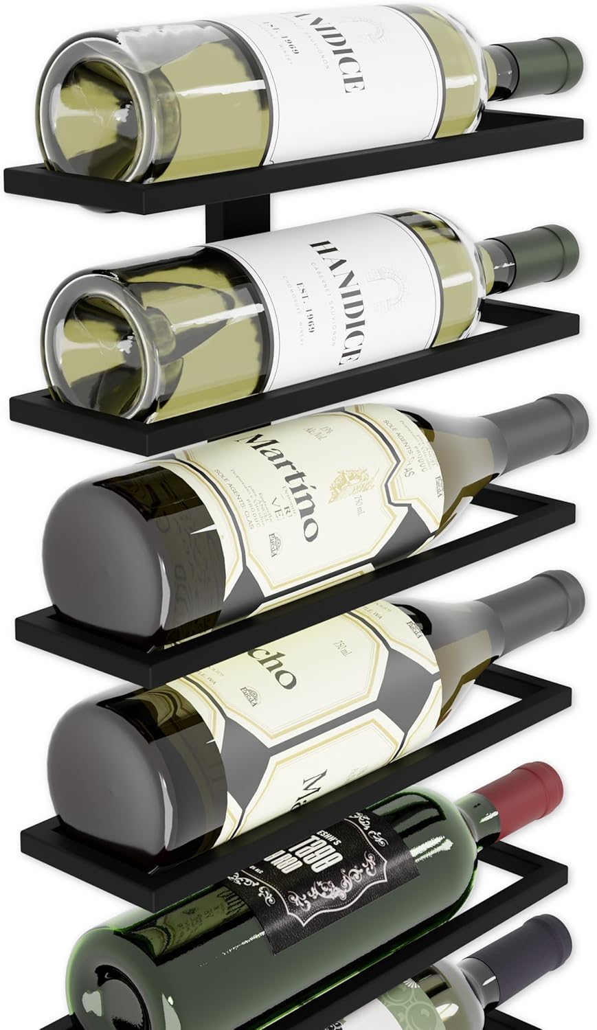 Set 2 Pcs Metal Wall Mount Wine Rack for Wine Bottles, Liquor, Champagne (Holds 10