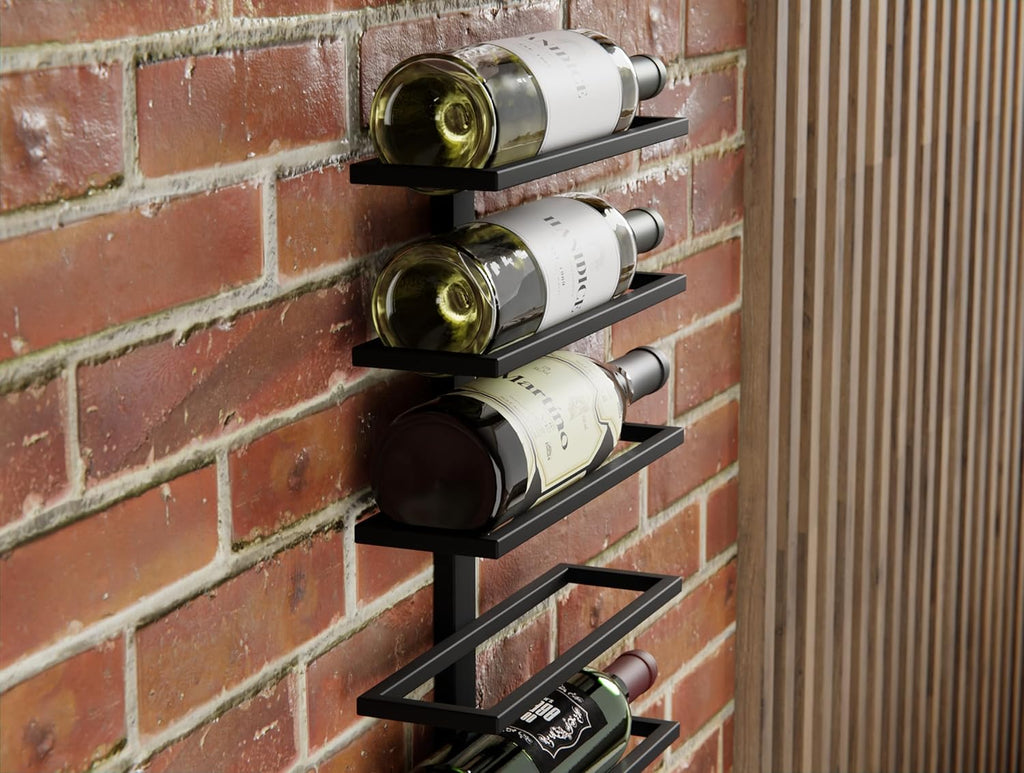 Set 2 Pcs Metal Wall Mount Wine Rack for Wine Bottles, Liquor, Champagne (Holds 10