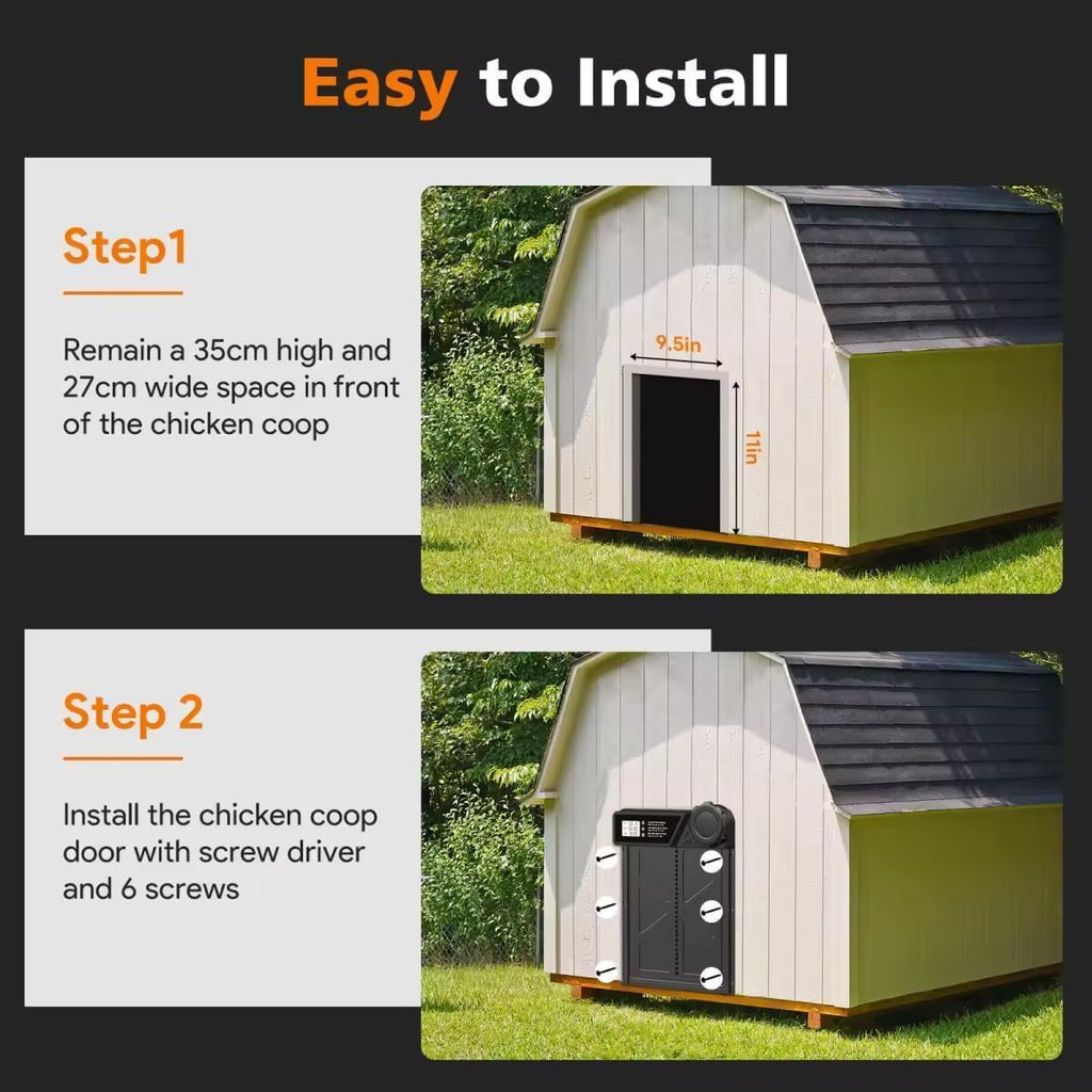 Solar Automatic Chicken Coop Door with Timer, Light Sensor, Remote Control, Anti-Pinch,