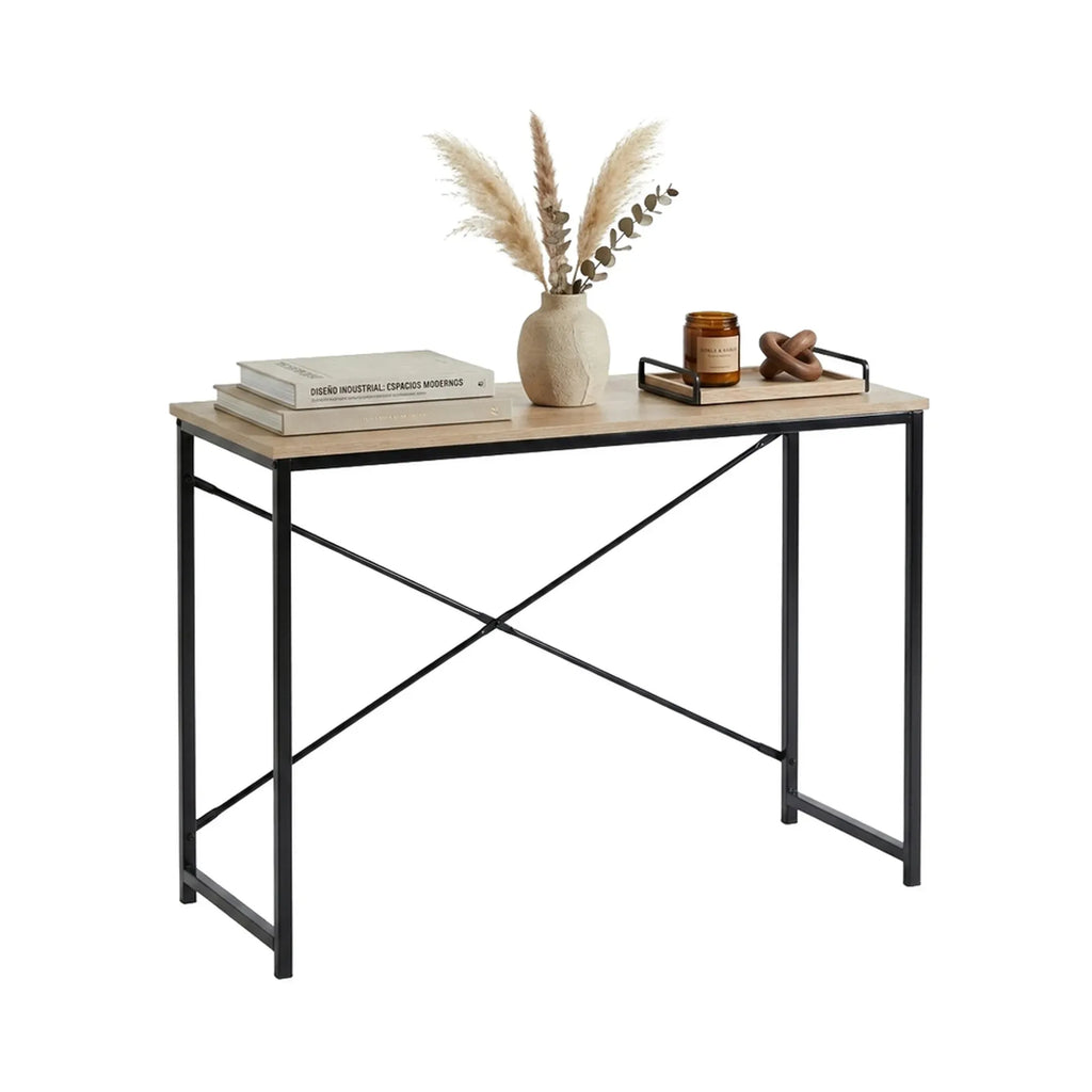Office Desk Computer Table - Metal Frame - Oak - 100cm - Brown - Rustic