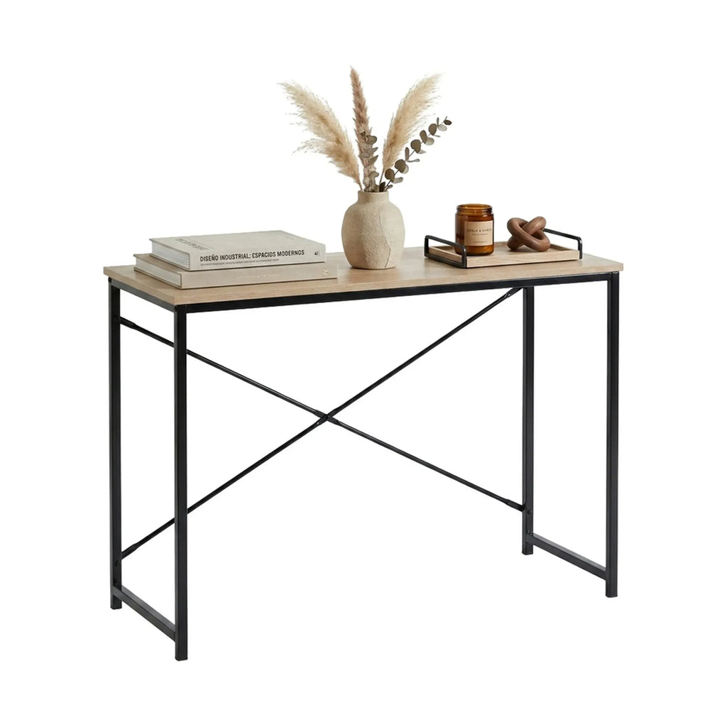 Office Desk Computer Table - Metal Frame - Oak - 100cm - Brown - Rustic