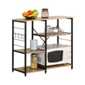 Kitchen Baker's Rack 4 Tier - Metal Shelf with Hooks - Brown - Kitchen Rack