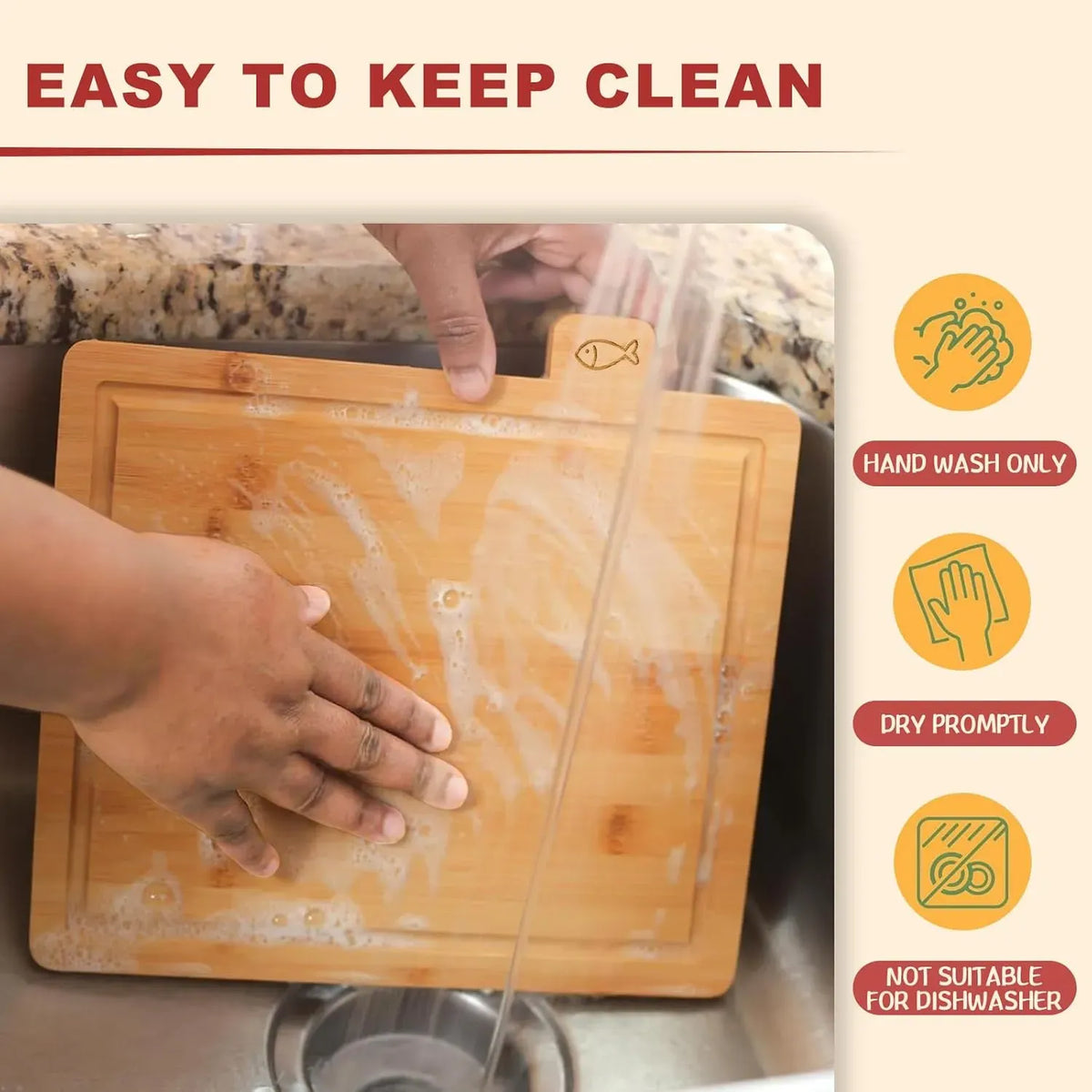 Bamboo Cutting Board Set with Stand, 4 Pieces for Kitchen