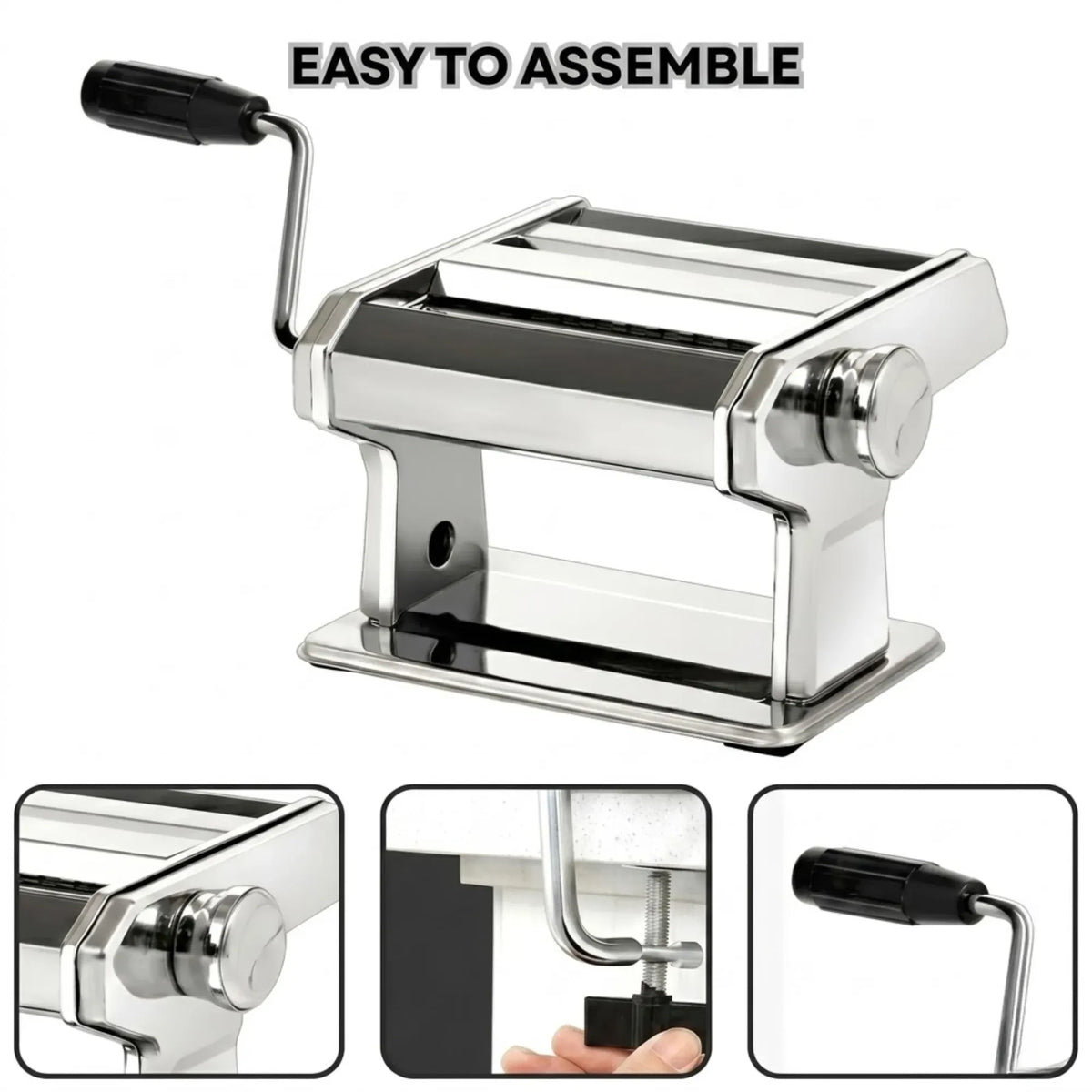 Pasta Maker Machine - Hand Crank Noodle Maker - Grey - Kitchen Appliances Pasta Makers