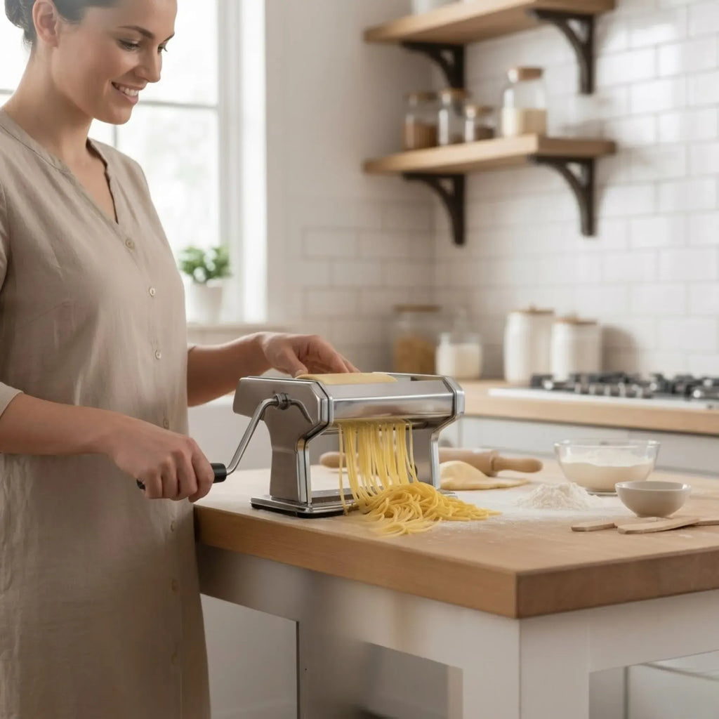 Pasta Maker Machine - Hand Crank Noodle Maker - Grey - Kitchen Appliances Pasta Makers