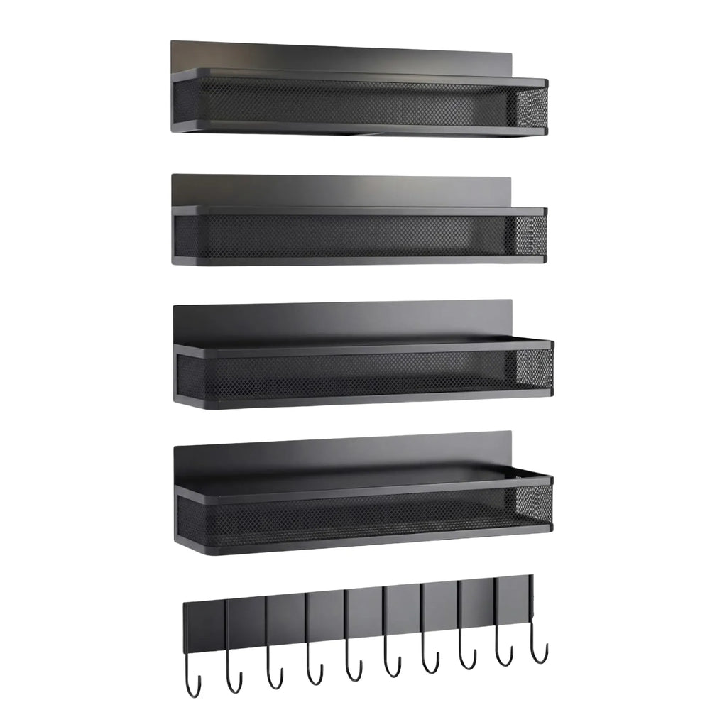 5 Pack Magnetic Spice Rack for Fridge Kitchen with Hook Bar