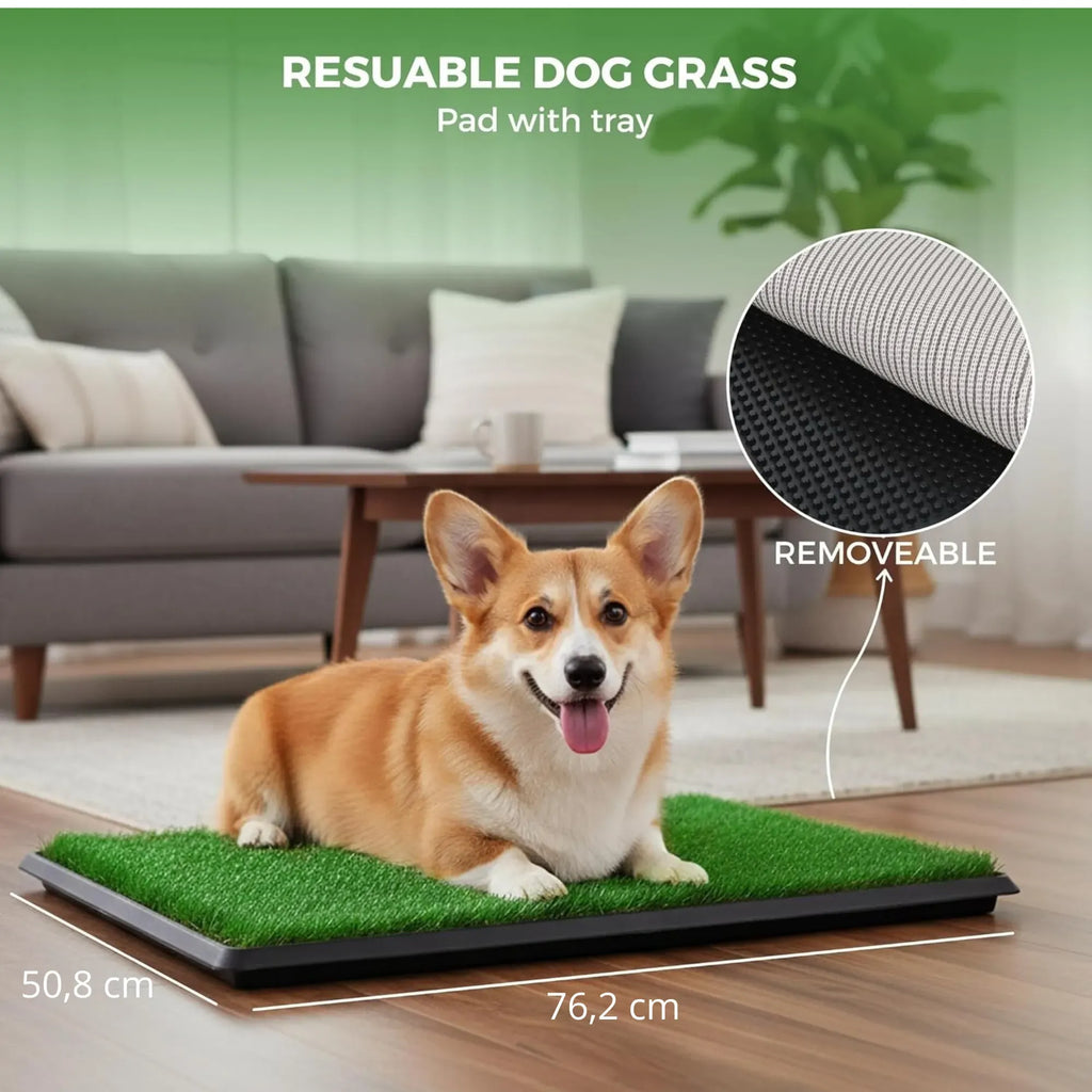 3-Layer Dog Grass Potty Pad with Tray – Indoor & Outdoor