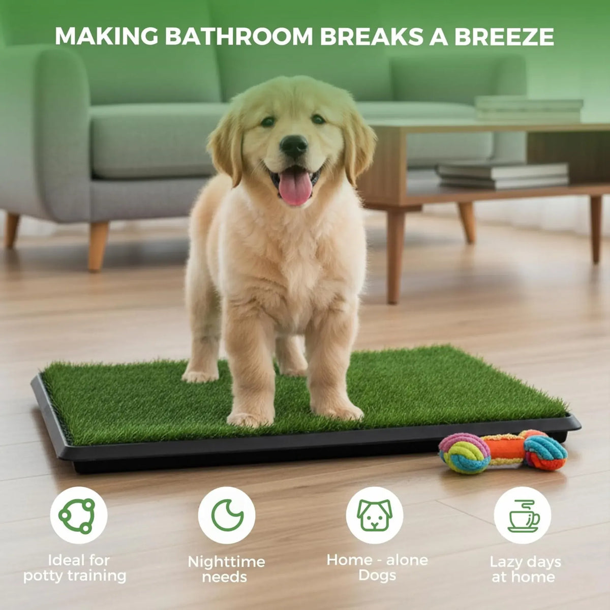 3-Layer Dog Grass Potty Pad with Tray – Indoor & Outdoor