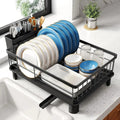 Dish Drying Rack with Drainboard & Utensil Holder for Kitchen (Black)