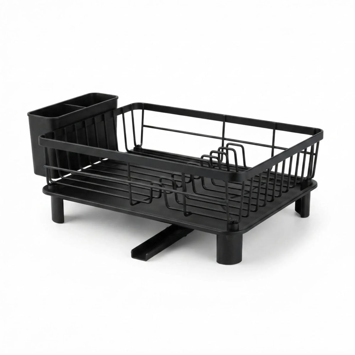 Dish Drying Rack with Drainboard & Utensil Holder for Kitchen (Black)