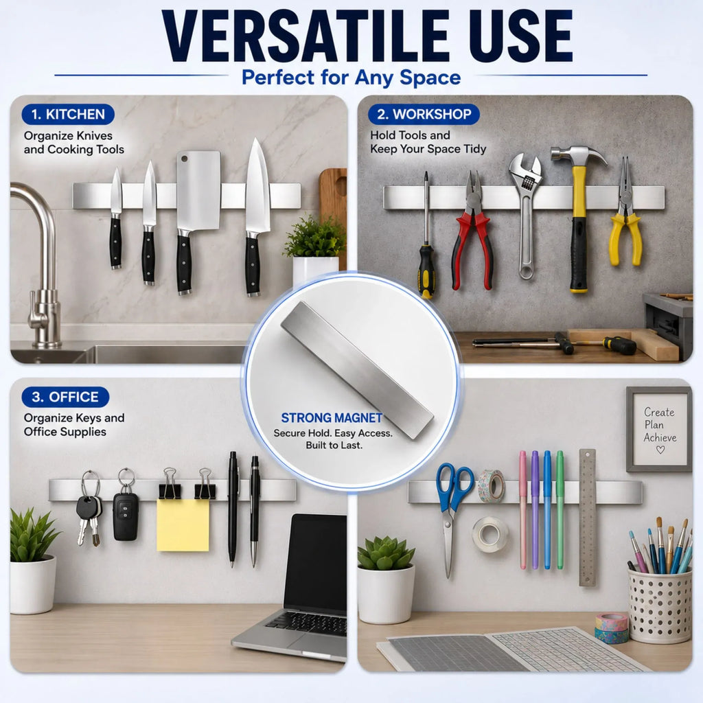 Magnetic Knife Strip 60cm, Premium Stainless Steel Wall Rack Kitchen