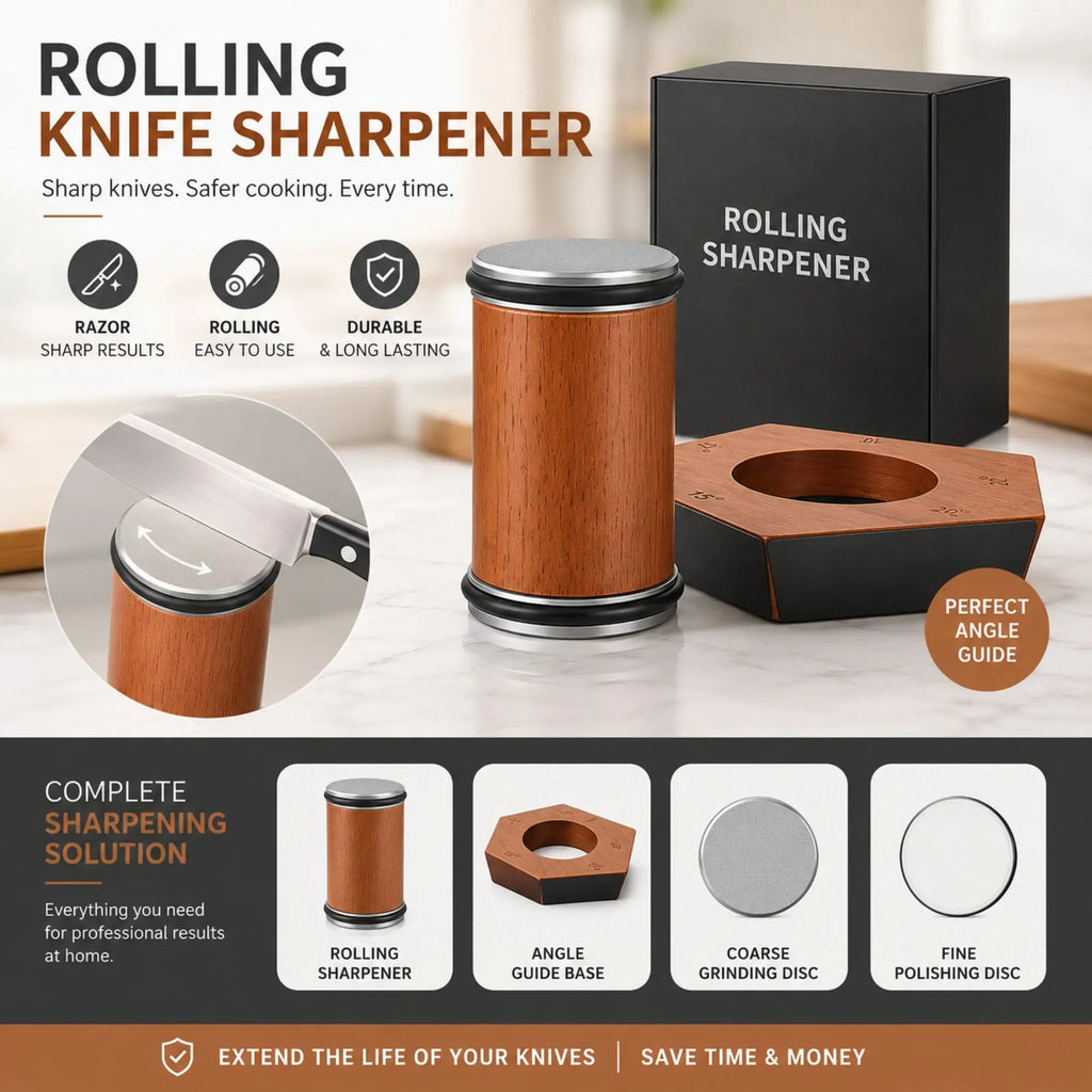 Rolling Knife Sharpener, 5 Angle, Knife Sharpening Tool Kit Kitchen