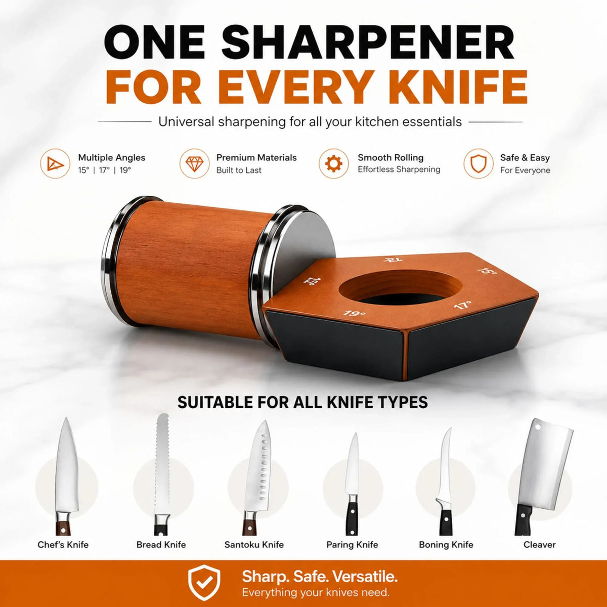 Rolling Knife Sharpener, 5 Angle, Knife Sharpening Tool Kit Kitchen