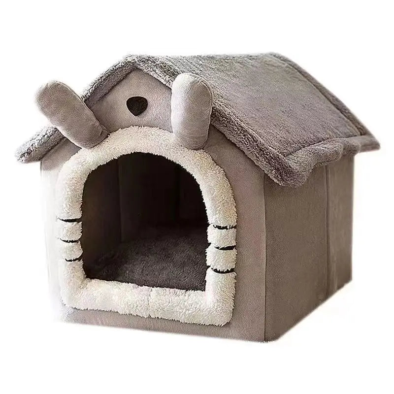 Soft Indoor Dog House & Bed, Washable Grey