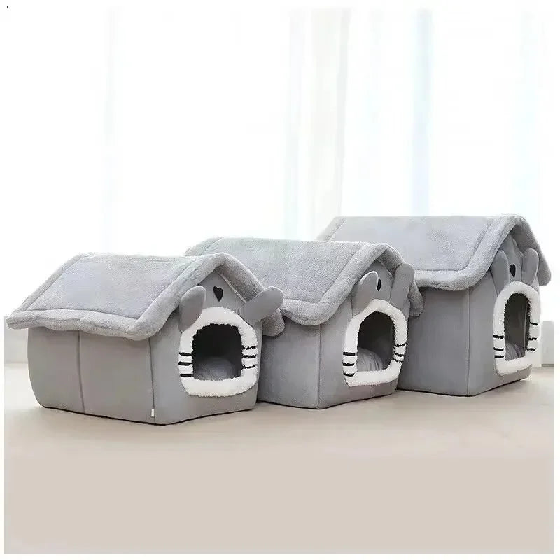 Soft Indoor Dog House & Bed, Washable Grey
