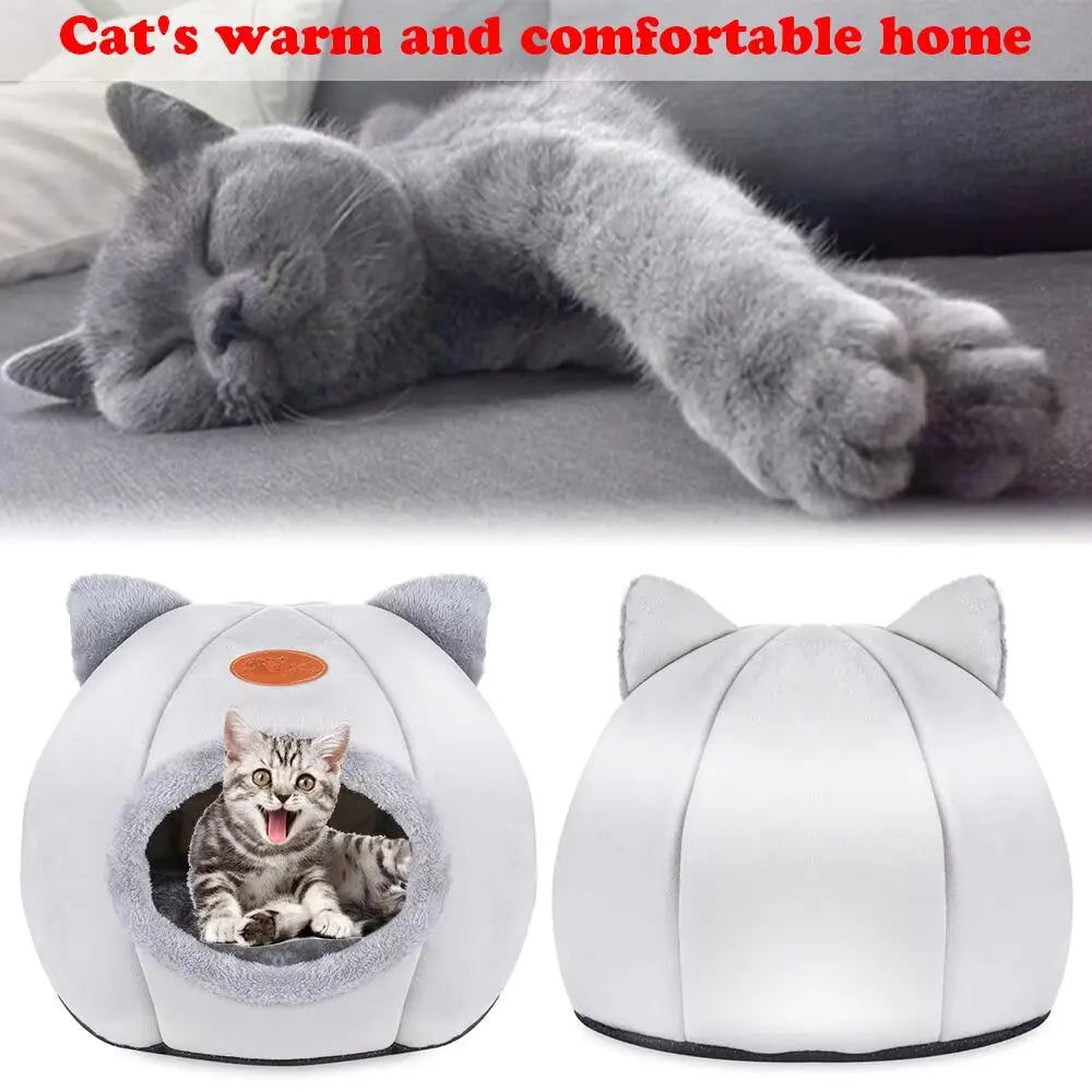 2024 Cat House Bed Soft Washable Grey 36cm