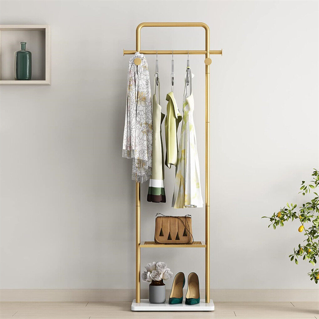 Gold Metal Coat Rack Stand Granite Base Hall Tree