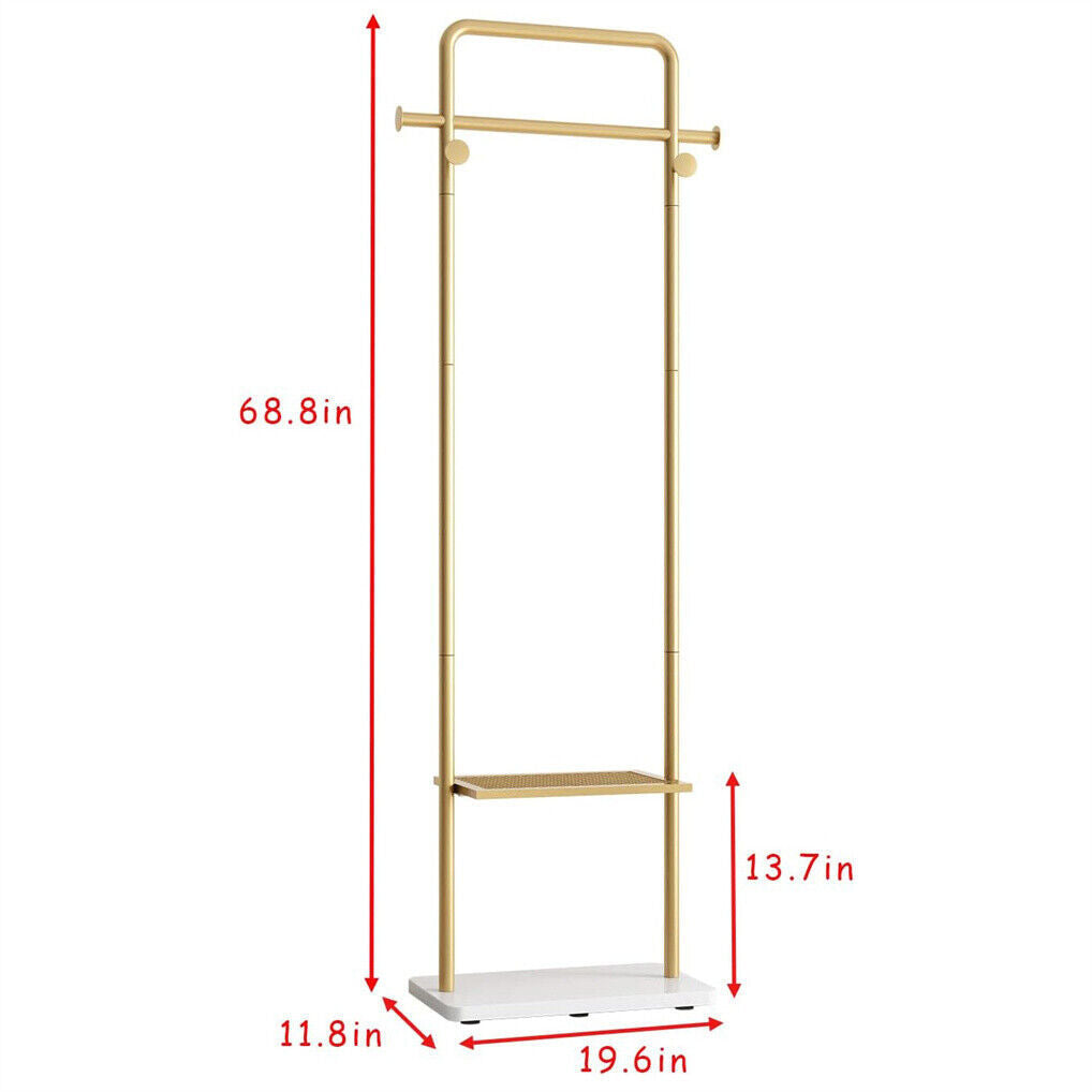 Gold Metal Coat Rack Stand Granite Base Hall Tree