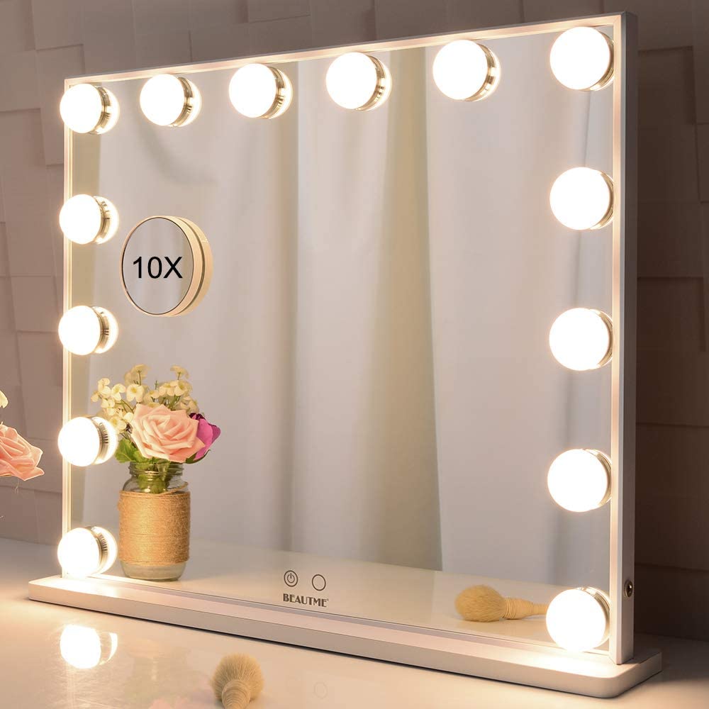 Hollywood Makeup Vanity Mirror with LED Lights and Detachable 10X Magnification Mirror