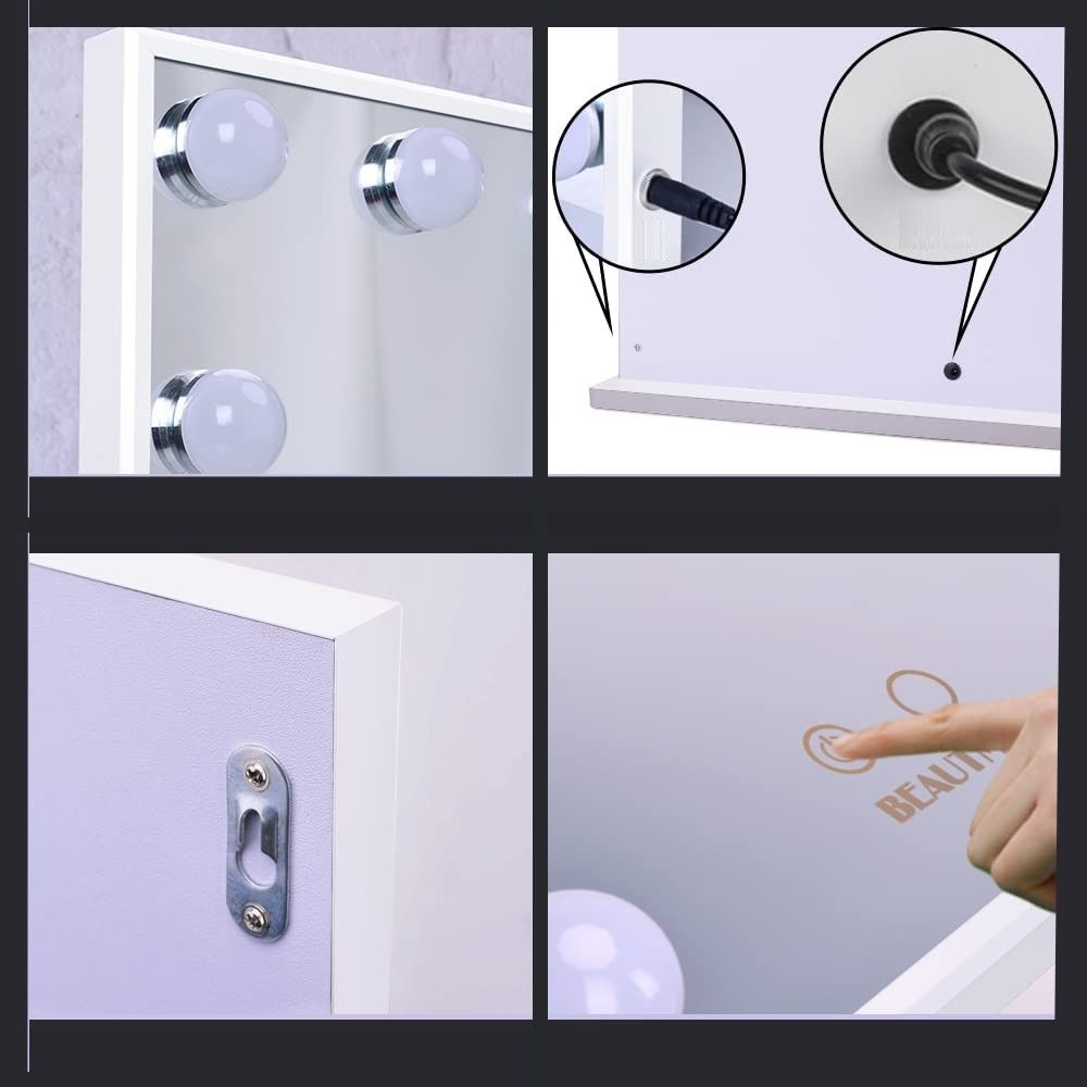 Hollywood Makeup Vanity Mirror with LED Lights and Detachable 10X Magnification Mirror