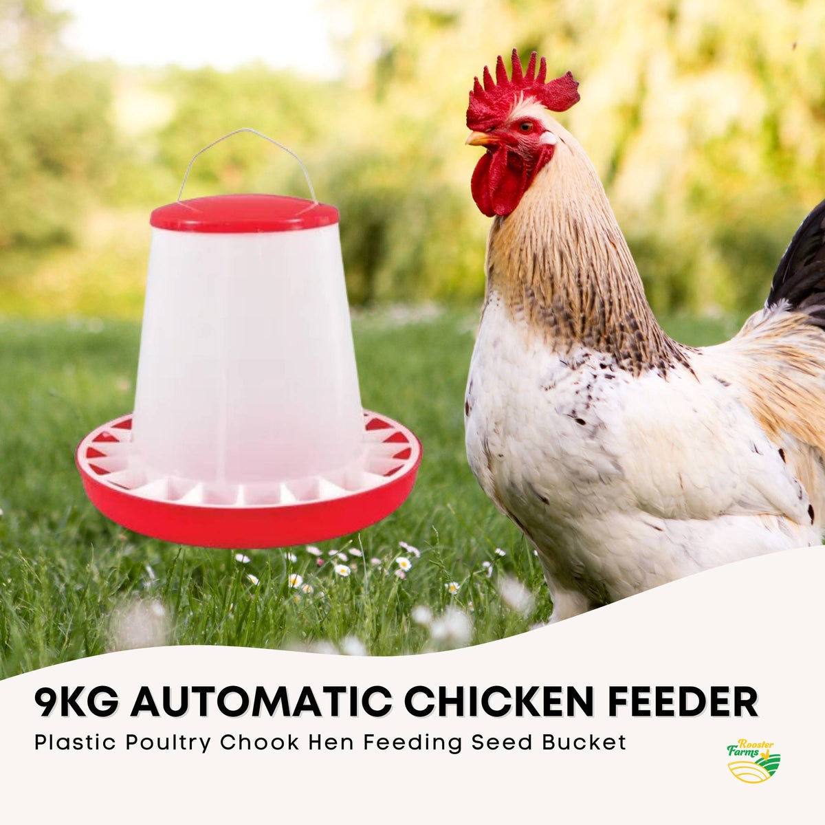 9Kg Automatic Chicken Feeder - Poultry Hen Feeding Seed Bucket