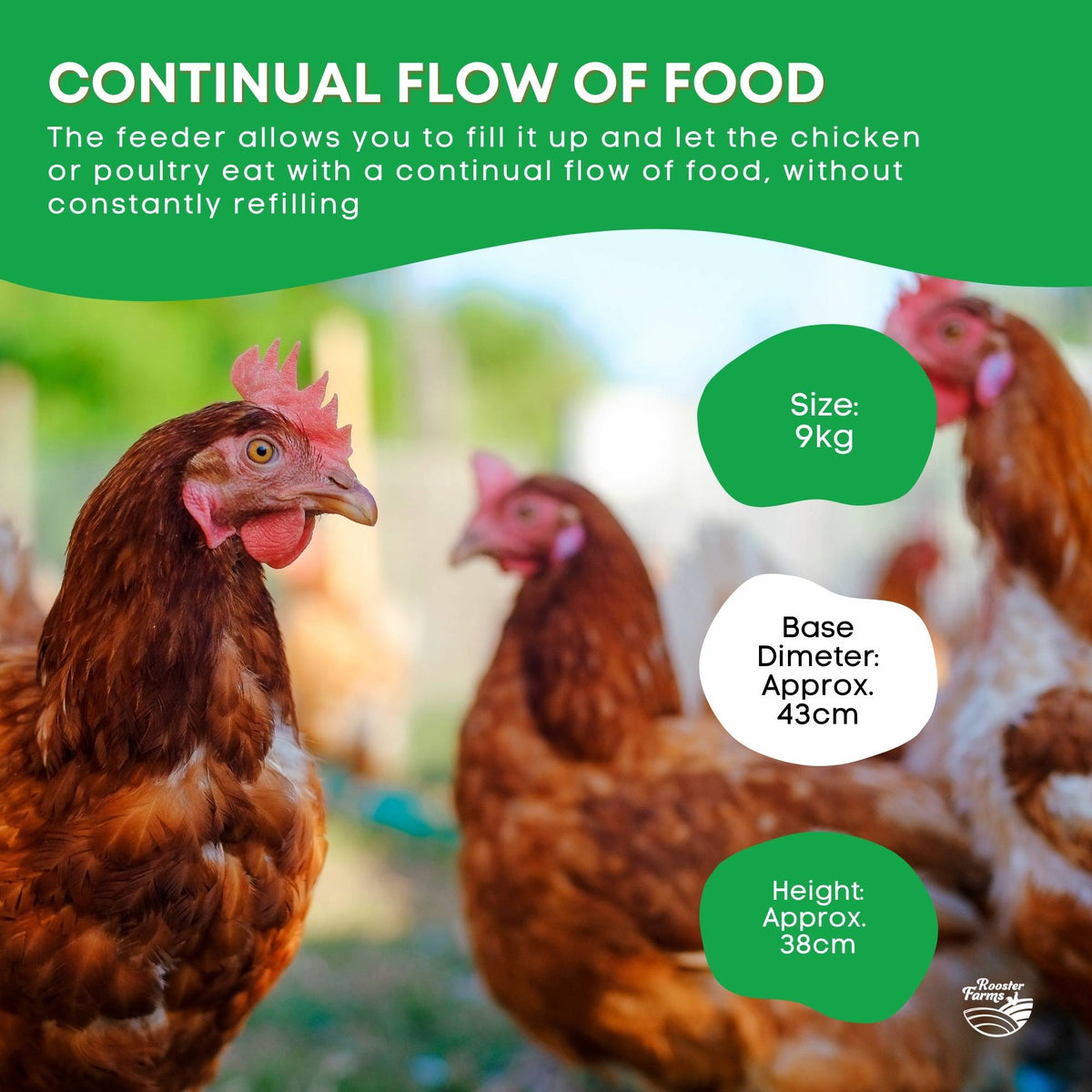 9Kg Automatic Chicken Feeder - Poultry Hen Feeding Seed Bucket