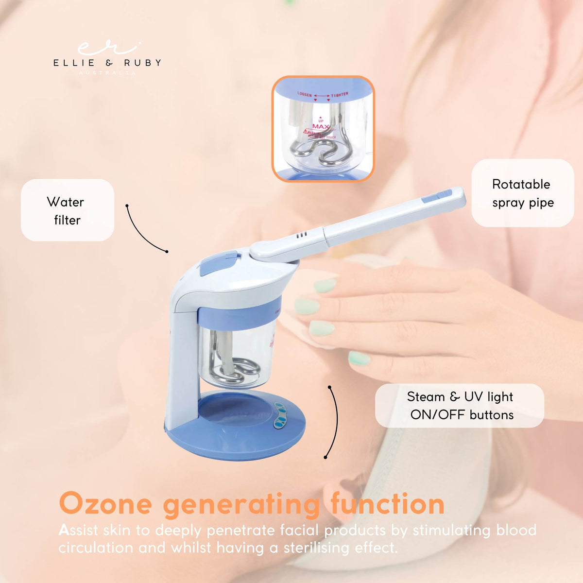 2-in-1 Facial Hair Steamer Ozone Steam Machine Portable Tabletop