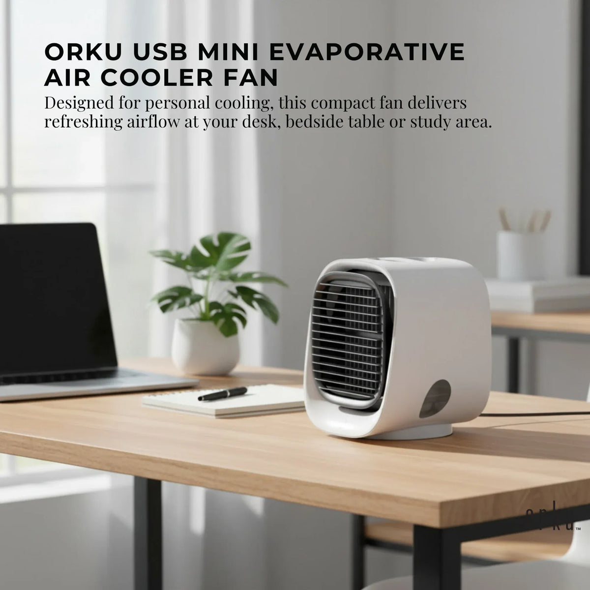 USB Mini Evaporative Air Cooler Fan White - 300 Ml Water Tank