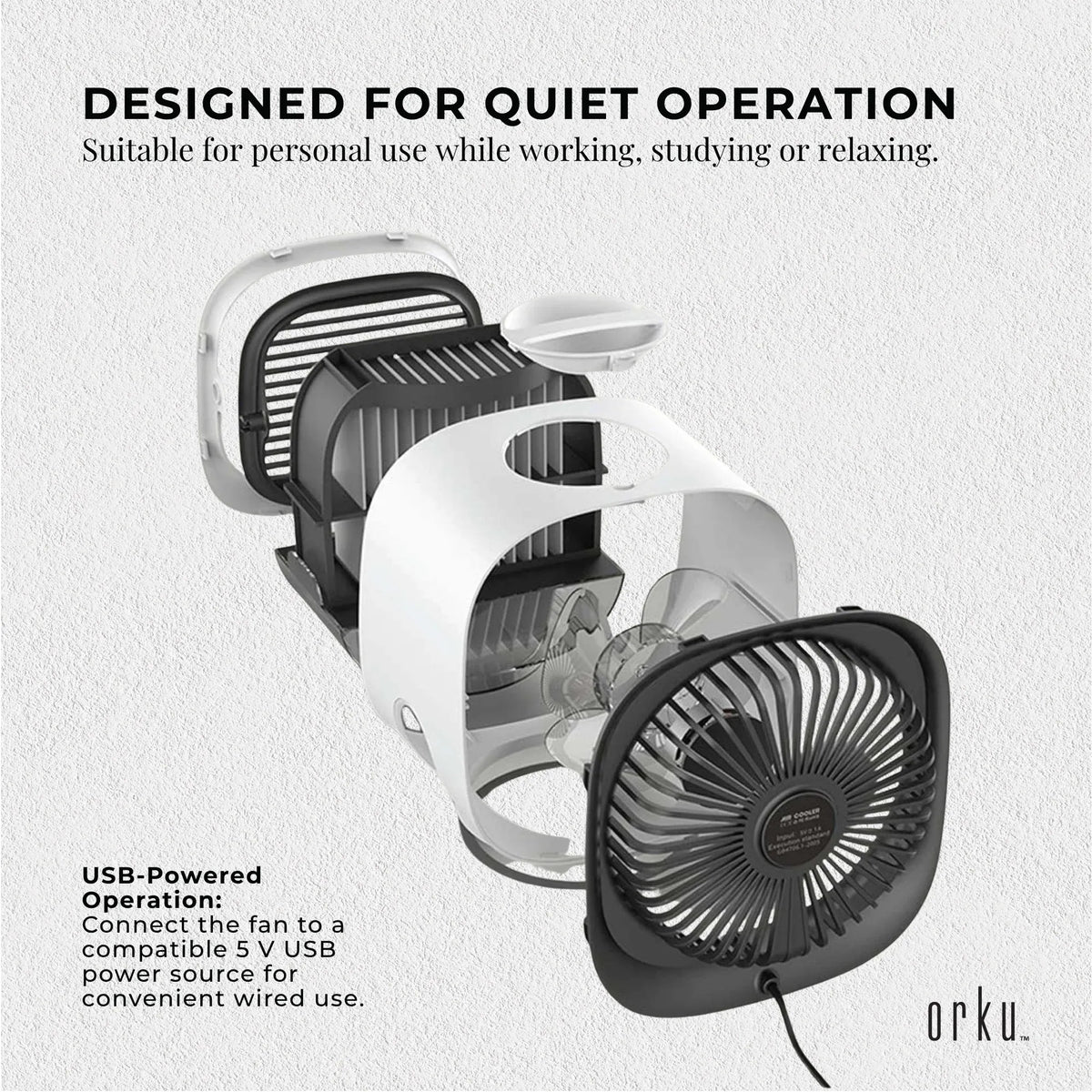 USB Mini Evaporative Air Cooler Fan White - 300 Ml Water Tank