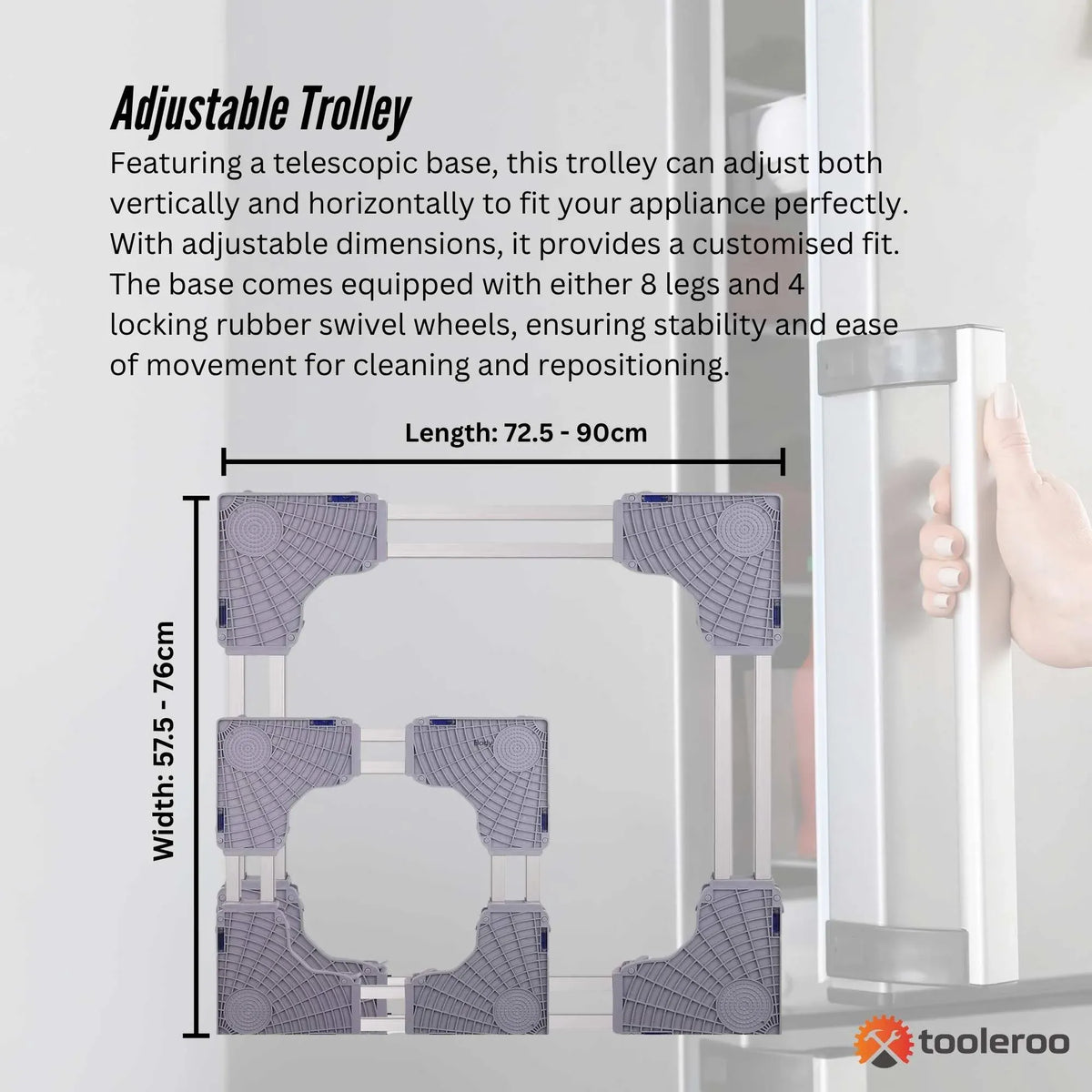 Washing Machine Stand - 300Kg Adjustable Wheeled Appliance Base