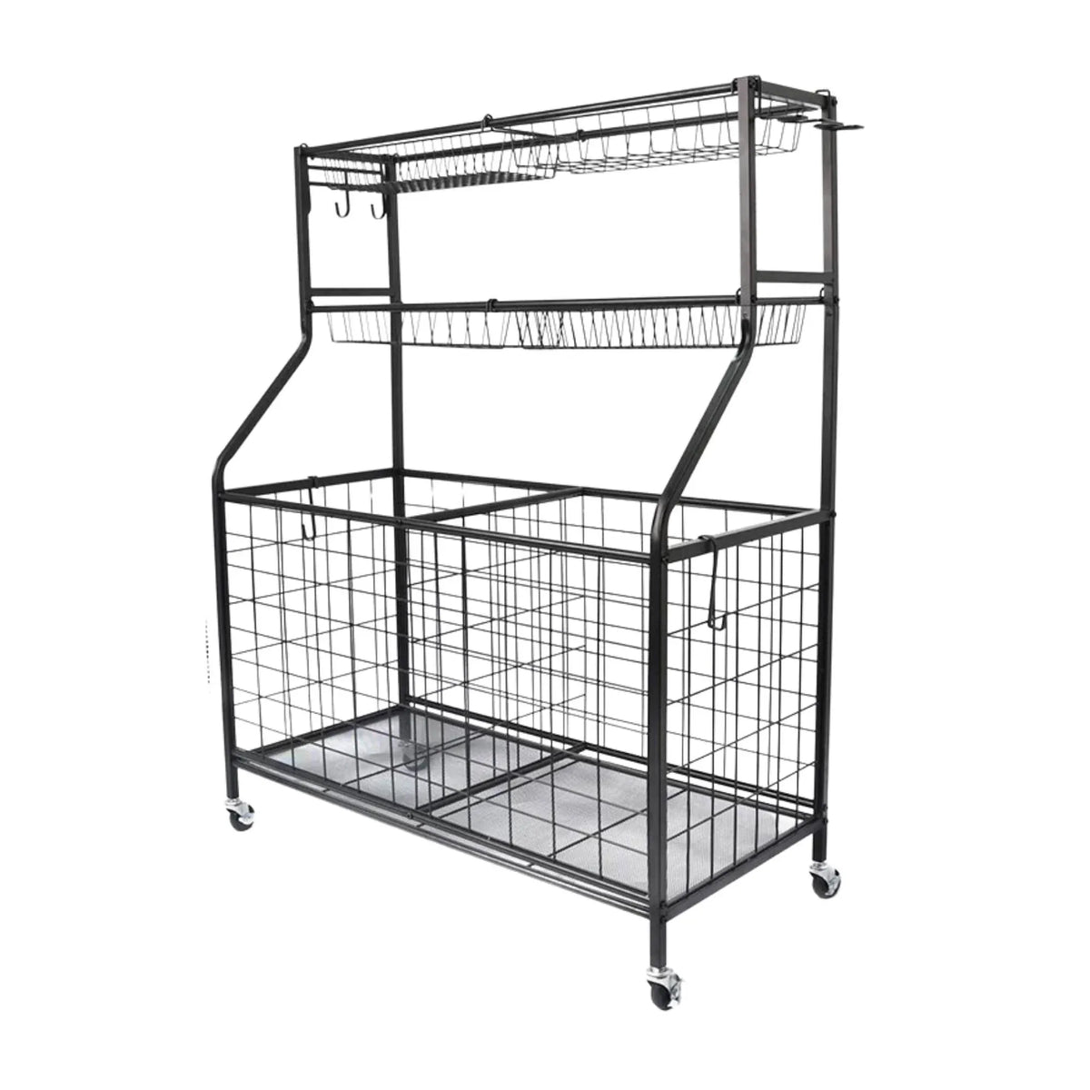 Sports Equipment Storage Organiser Trolley on Wheels for Garage
