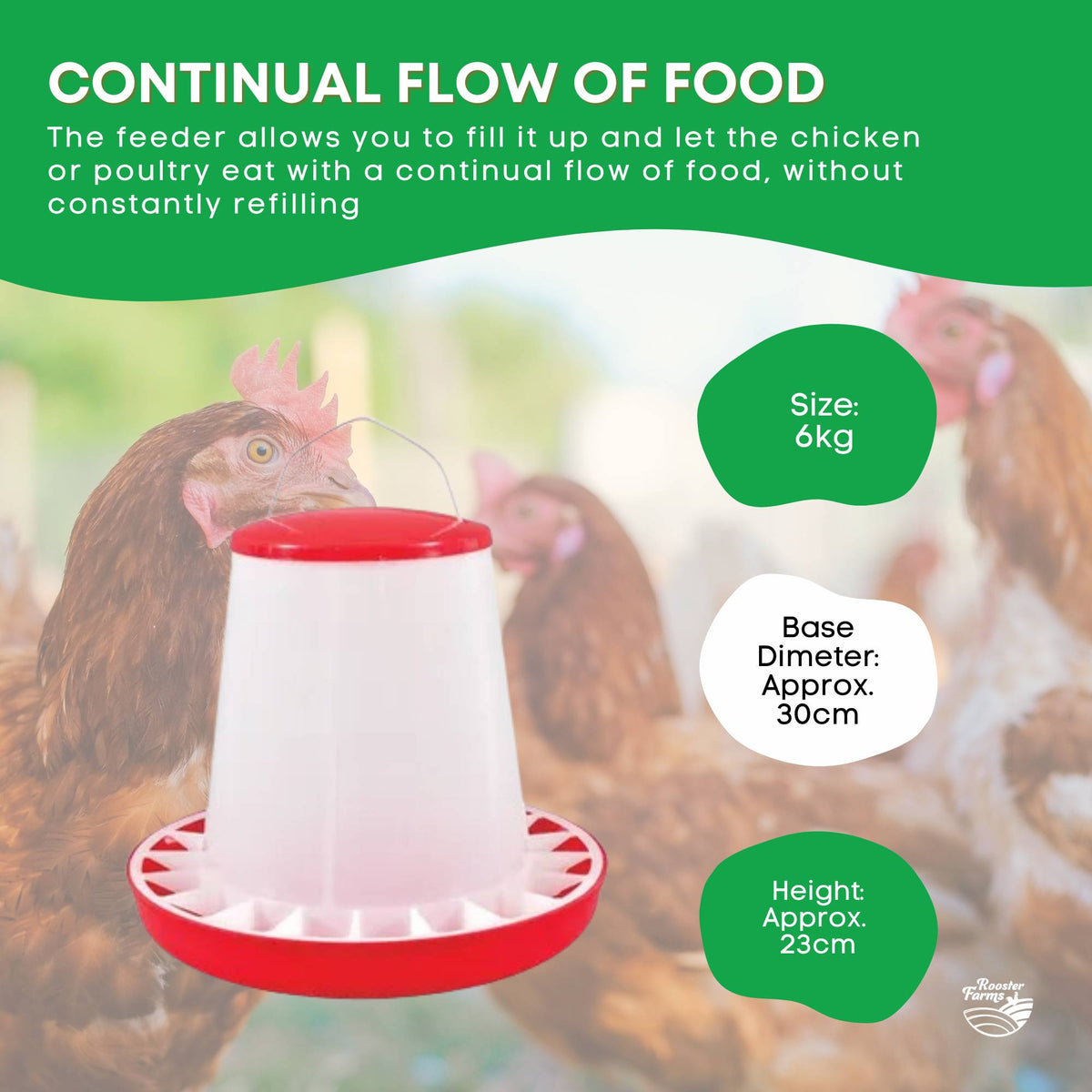 6Kg Automatic Chicken Feeder - Poultry Hen Feeding Seed Bucket