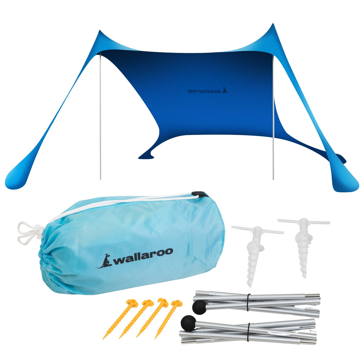 2m x 2m Beach Tent Sun Shade Canopy UPF 50+ UV Portable Camping Sun Shelter with Sandbags