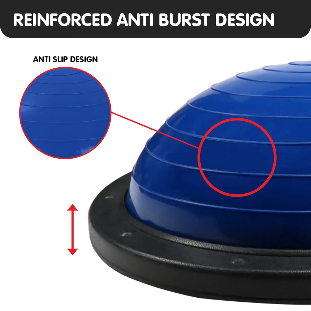 58cm Half Yoga Ball Balance Trainer Anti-Slip Stability Dome for Home Gym Core Fitness