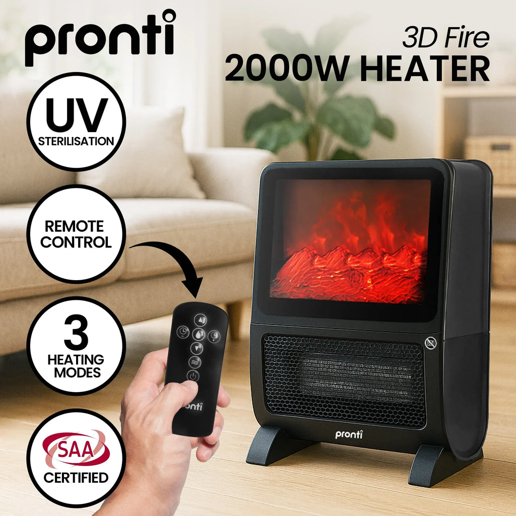 2000W PTC Ceramic Electric Portable Space Heater with 3D Flame Effect, Remote Control,