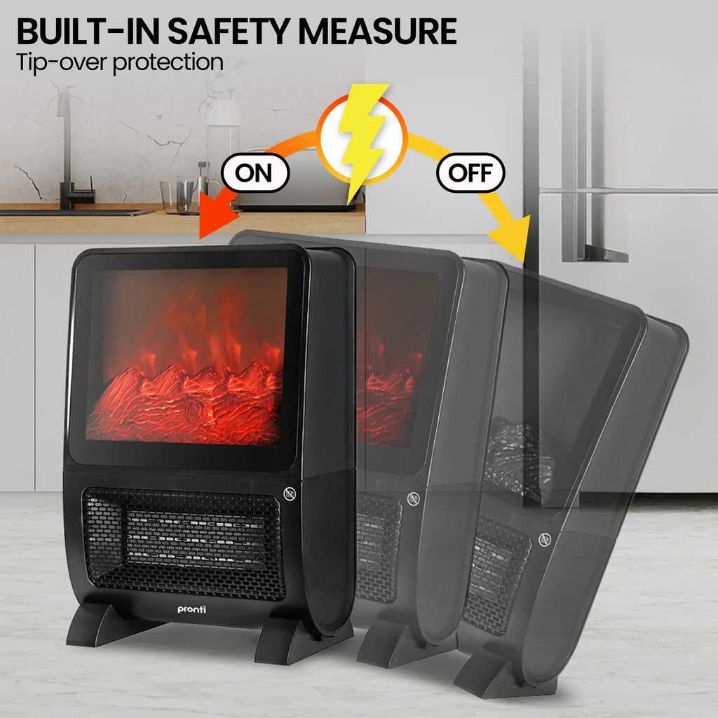 2000W PTC Ceramic Electric Portable Space Heater with 3D Flame Effect, Remote Control,
