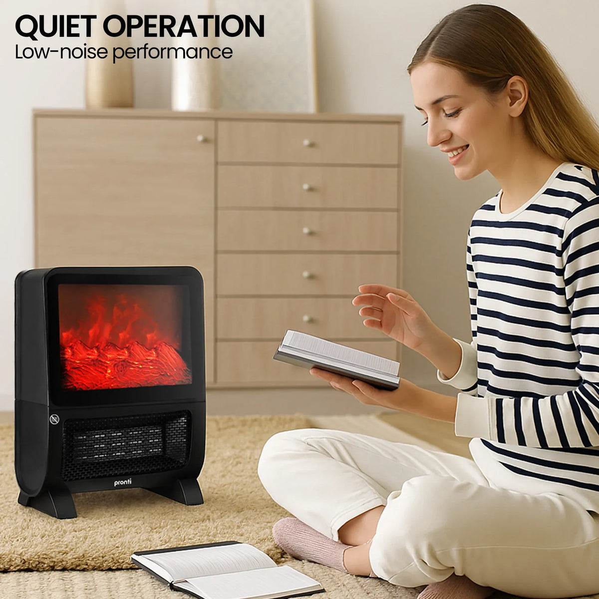 2000W PTC Ceramic Electric Portable Space Heater with 3D Flame Effect, Remote Control,