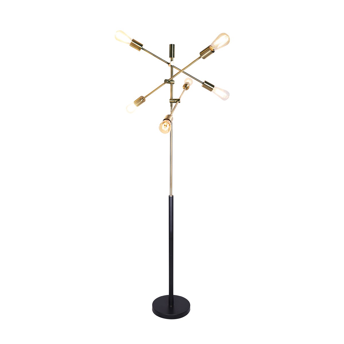 6-Light Antique Brass Sputnik Floor Lamp Modern Metal Adjustable Standing Light for